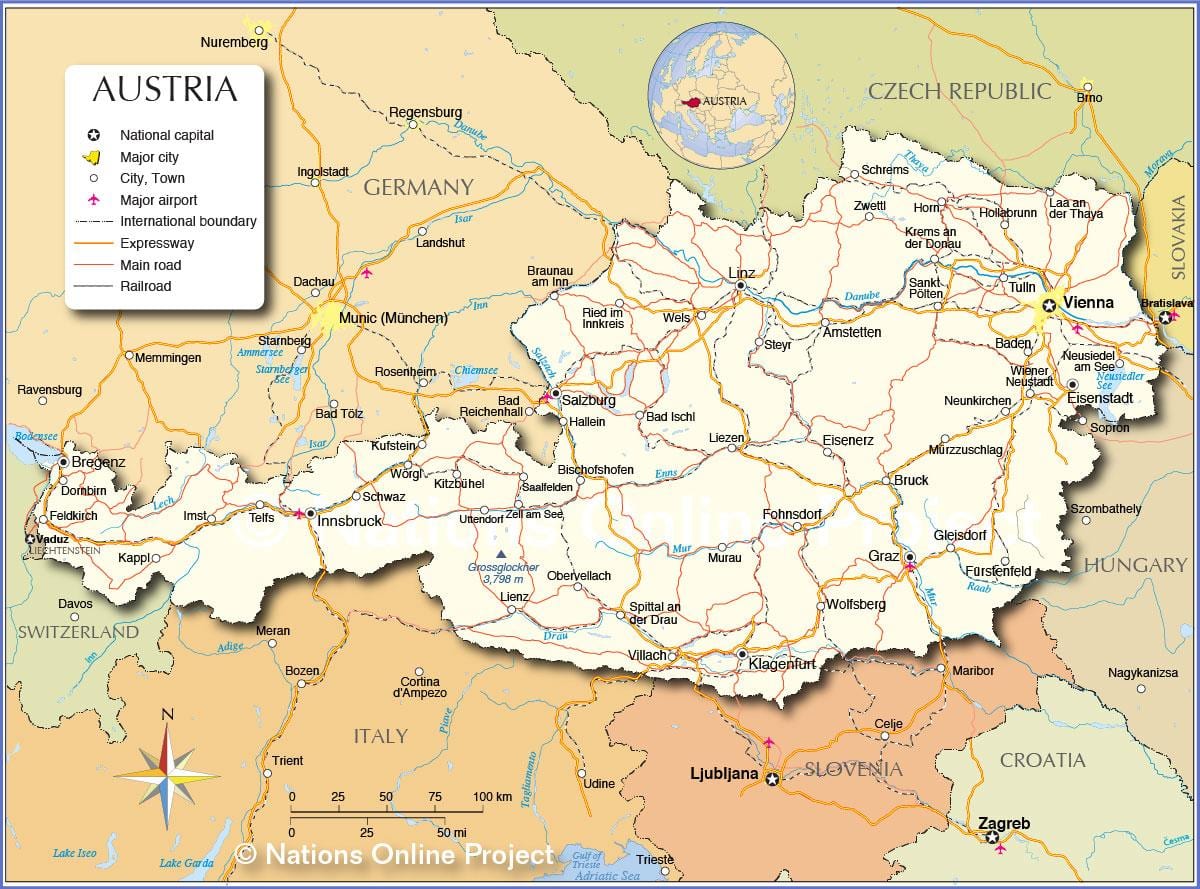 Avusturya şehirler ve kasabalar ile göster