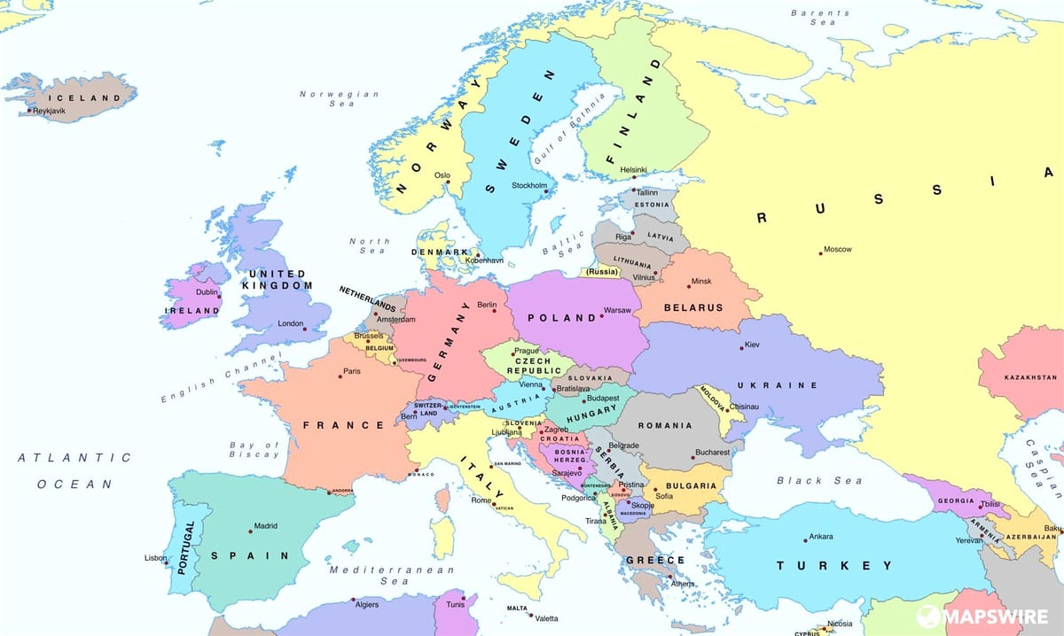 Avrupa haritası Avusturya gösteren