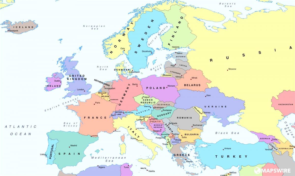 Avrupa haritası Avusturya gösteren 