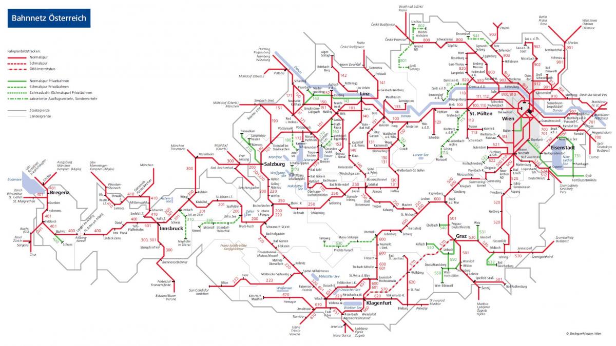 öbb Avusturya demiryolu haritası