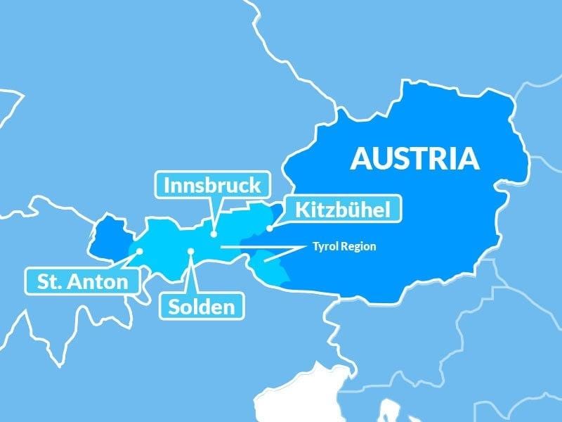 Tirol bölge haritası Avusturya haritası