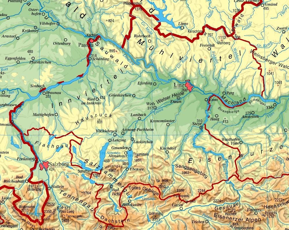 Yukarı Avusturya haritası